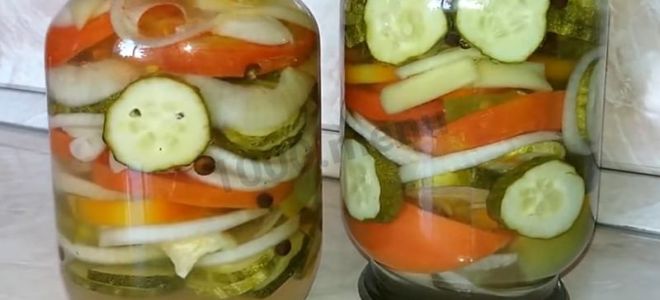 Салат с огурцами, луком и помидорами на зиму рецепт с фото