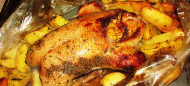 Утка с картошкой в рукаве в духовке, рецепт с фото