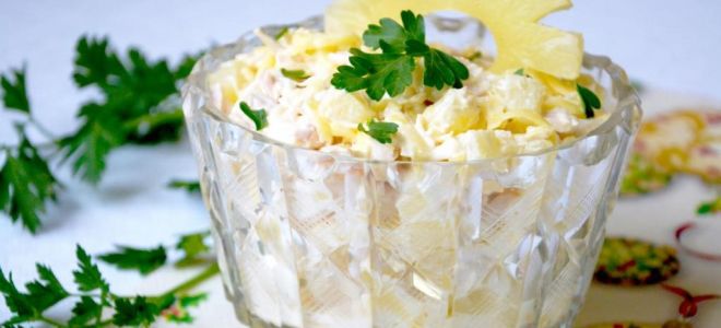 Салат с ананасами и языком рецепт с фото