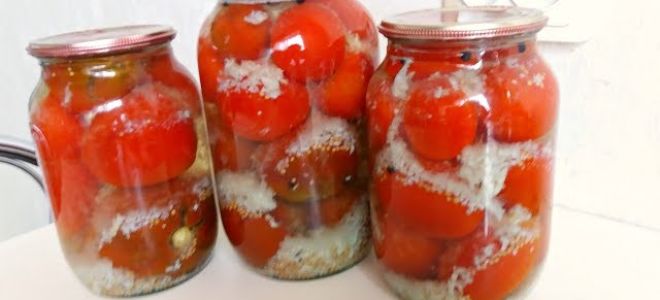 Помидоры «в снегу» с чесноком на зиму, проверенный рецепт консервации с фото