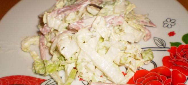 Салат с пекинской капустой и ветчиной на новый год – рецепт с фото