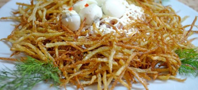 Салат «перепелиное гнездо» с жареной картошкой рецепт с фото