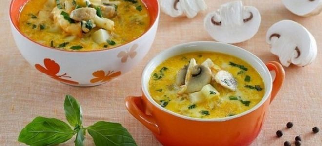 Сырный суп с плавленным сыром и шампиньонами рецепт