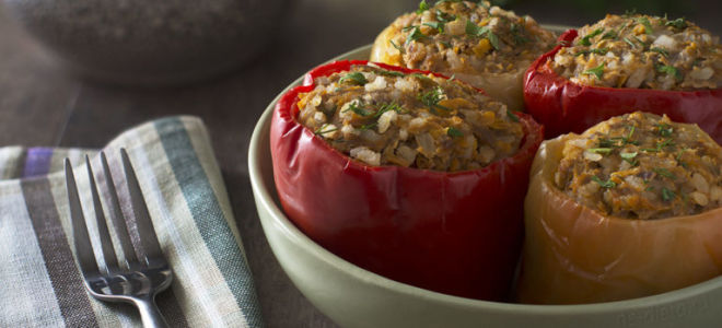 Фаршированный перец овощами и рисом рецепт с пошаговыми фотографиями