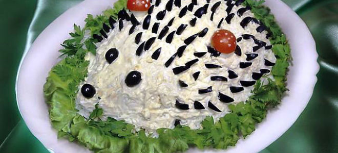 Салат «ежик» с курицей рецепт с фото пошагово