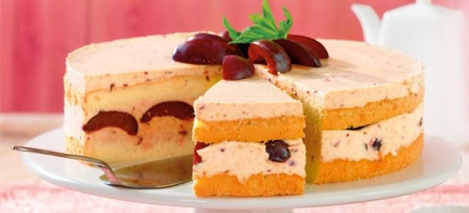 Сливовый торт с кремом. торт со сливами
