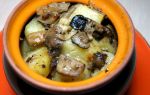Постная картошка с грибами в духовке в горшочках рецепт с фото