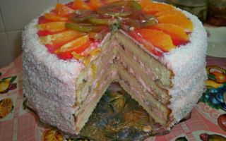 Бисквитный торт с фруктами – рецепт с фото
