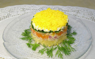 Салат мимоза с семгой и печенью трески рецепт с фото
