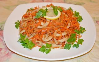 Cалат с кальмарами и корейской морковью рецепт с фото