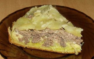 Заливной пирог с картошкой и фаршем в духовке рецепт с фото