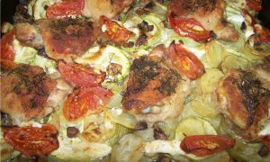 Курица с картошкой и кабачками в духовке, рецепт с фото