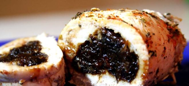 Куриный рулет с черносливом в духовке, рецепт с фото