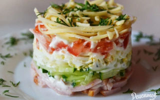 Салат с ветчиной, сыром и помидорами рецепт с фото