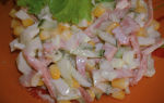 Салат с кукурузой, огурцом, яйцом, колбасой – простой пошаговый фото-рецент