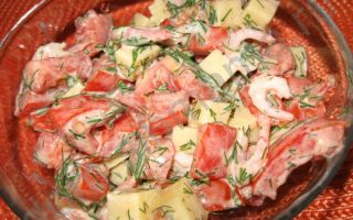 Пикантный салат с морепродуктами без майонеза рецепт с фото