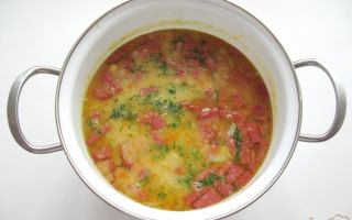 Гороховый суп с копченой колбасой рецепт с фото